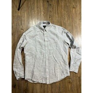 J Crew Irish Linen Baird McNutt  Shirt Mens Large Gray Slim Fit  L/S